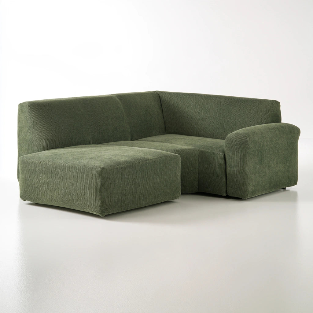Modułowa sofa narożna Elmandease w szarym kolorze, minimalistyczny design, idealna do salonu i wnętrz domowych